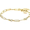 New Zinzi zilveren armband 14K geel verguld paperclip schakel rond zirconia 17-20 cm ZIA2079Y