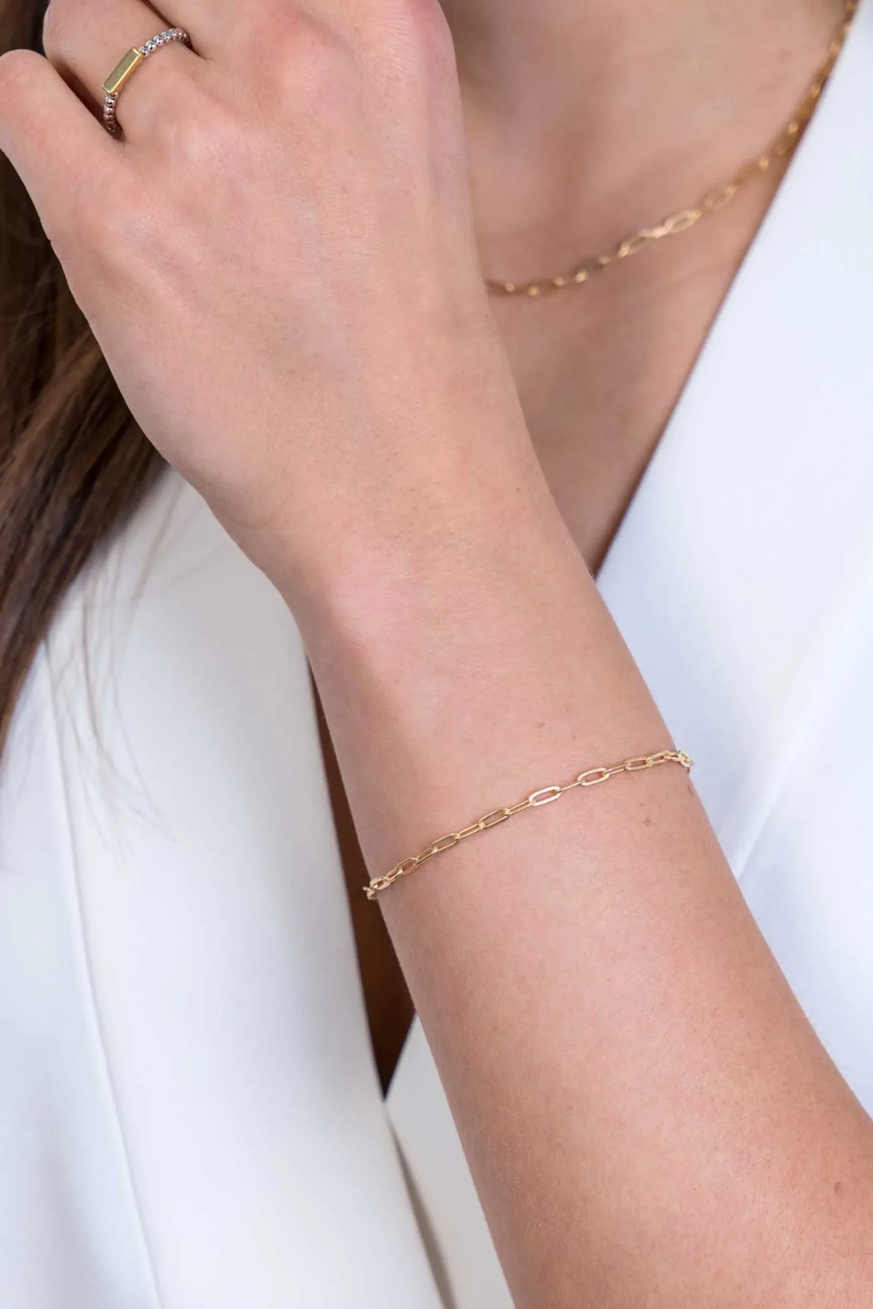 Outlet Zinzi zilveren armband 14K geel verguld 2,5mm paperclip schakel ZIA2150G