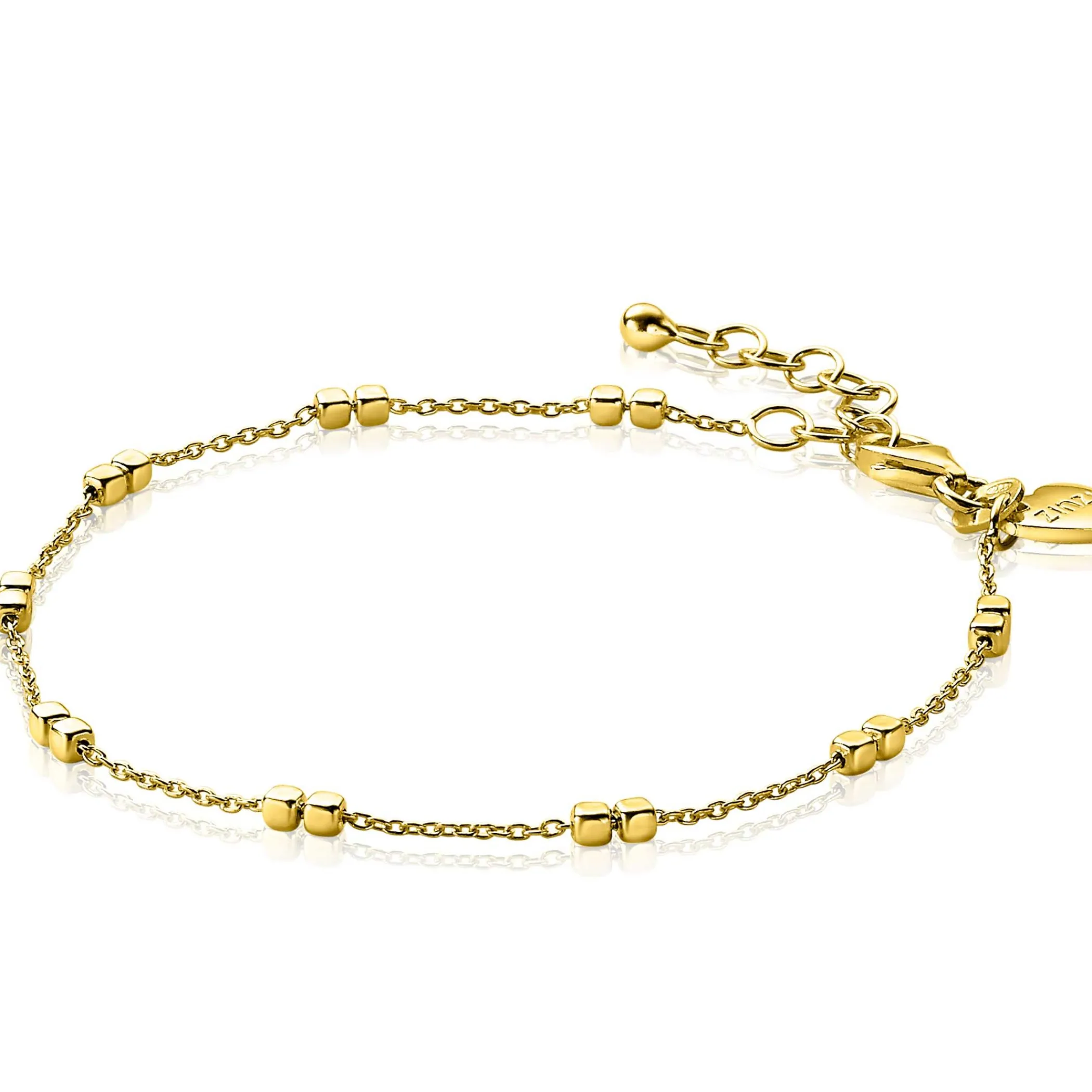 Discount Zinzi zilveren armband 14K geel verguld vierkante blokjes 17-20cm ZIA2218G
