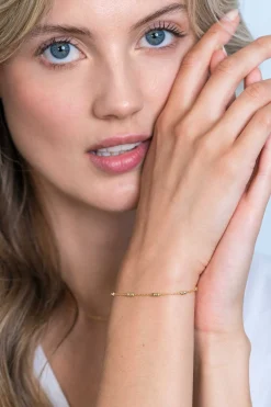 Discount Zinzi zilveren armband 14K geel verguld vierkante blokjes 17-20cm ZIA2218G