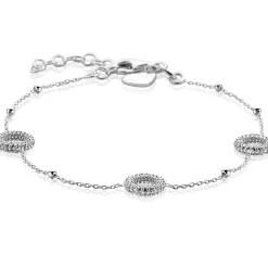Discount Zinzi zilveren armband met drie open rondjes (8,5mm) voorzien van een bolstructuur 17-20cm ZIA2704