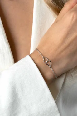 Best Zinzi zilveren armband met 2 verbonden hartjes 16,5-19,5cm ZIA2513