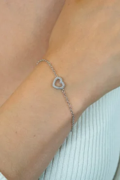 Hot Zinzi zilveren armband met open hartje (9,5mm) voorzien van een bolstructuur 17-20cm ZIA2703