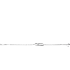 Clearance Zinzi zilveren armband met twee verbonden schakels: een rechthoekige bezet met witte zirconia's en een gladde ovale schakel 16,5-19,5cm ZIA2551