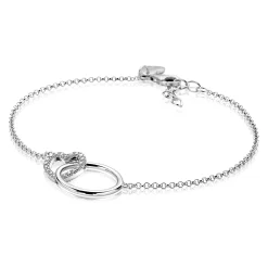 Best Zinzi zilveren armband open rond en hart in elkaar wit ZIA1483