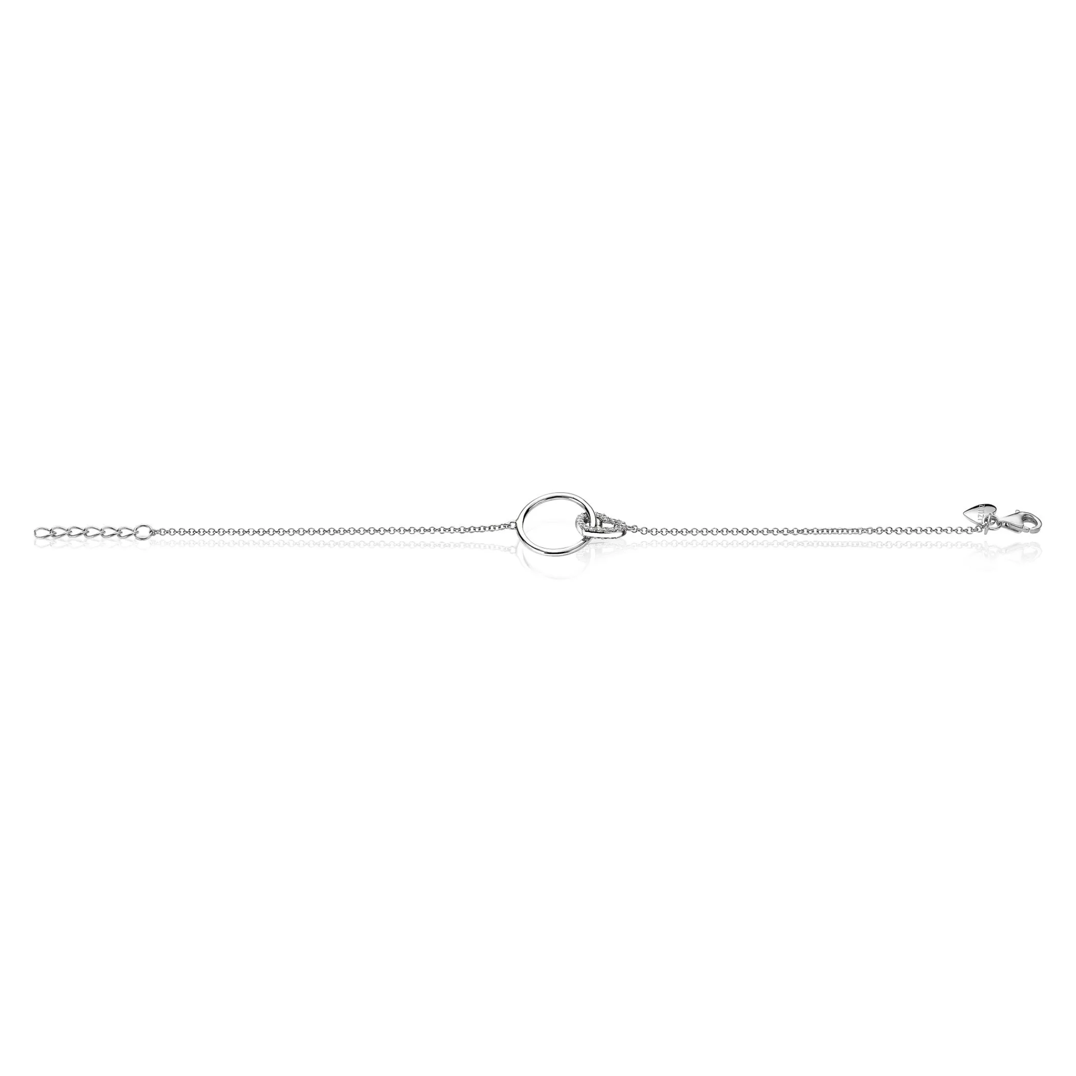 Best Zinzi zilveren armband open rond en hart in elkaar wit ZIA1483