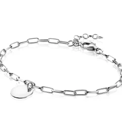 Best Zinzi zilveren armband paperclip schakel rond plaatje ZIA2166