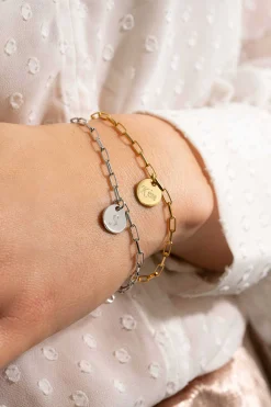 Best Zinzi zilveren armband paperclip schakel rond plaatje ZIA2166
