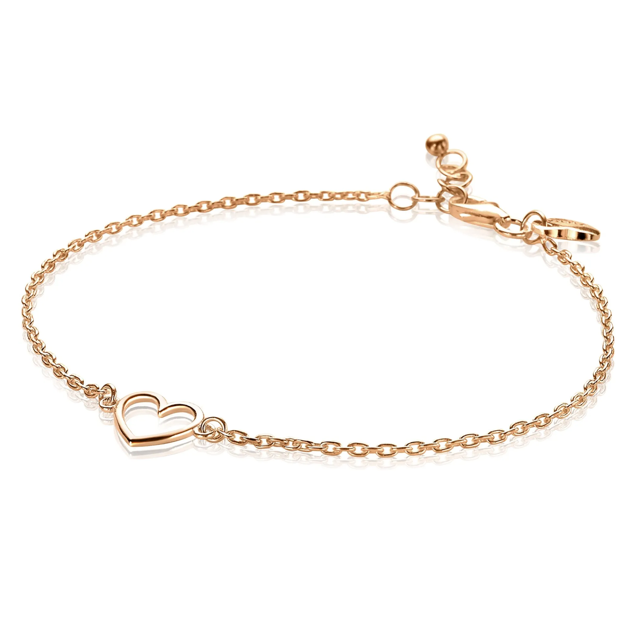 New Zinzi zilveren armband rosé verguld met open hartje ZIA1420R