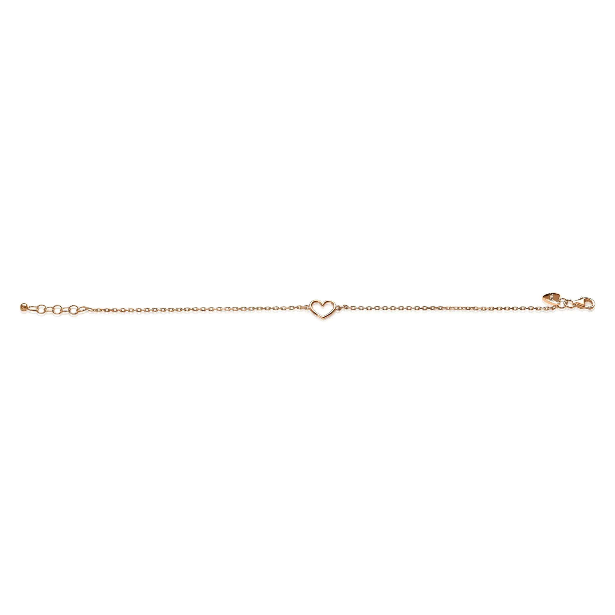 New Zinzi zilveren armband rosé verguld met open hartje ZIA1420R