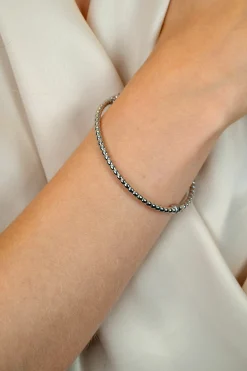 Clearance Zinzi zilveren bangle armband met bolletjes-motief 3mm en luxe scharniersluiting ZIA2755