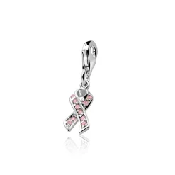 Online Zinzi zilveren bedel Pink Ribbon roze CHARMS209