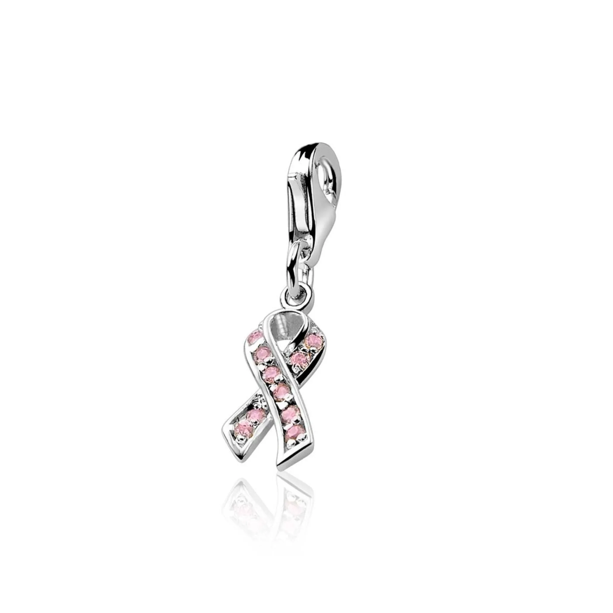 Online Zinzi zilveren bedel Pink Ribbon roze CHARMS209