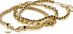 New Zinzi zilveren bolletjes armband geel verguld 4mm breed 17-20cm ZIA1010G