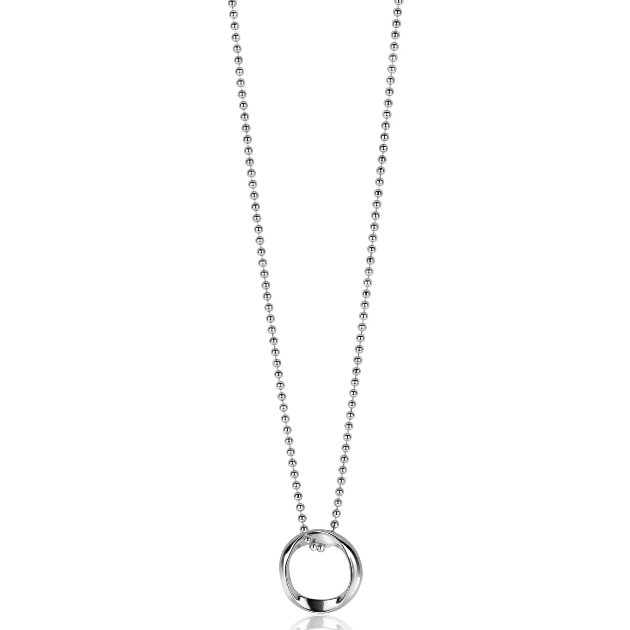 Online Zinzi zilveren bolletjes ketting met gladde hanger in ronde organische vorm 45-48cm ZIC2611