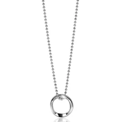Online Zinzi zilveren bolletjes ketting met gladde hanger in ronde organische vorm 45-48cm ZIC2611