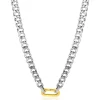 Discount Zinzi zilveren brede gourmet ketting 42cm met ovale sluitring in 14K geel verguld ZIC2378