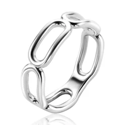Hot Zinzi zilveren brede ring met grote ovale schakels 6mm breed ZIR2567