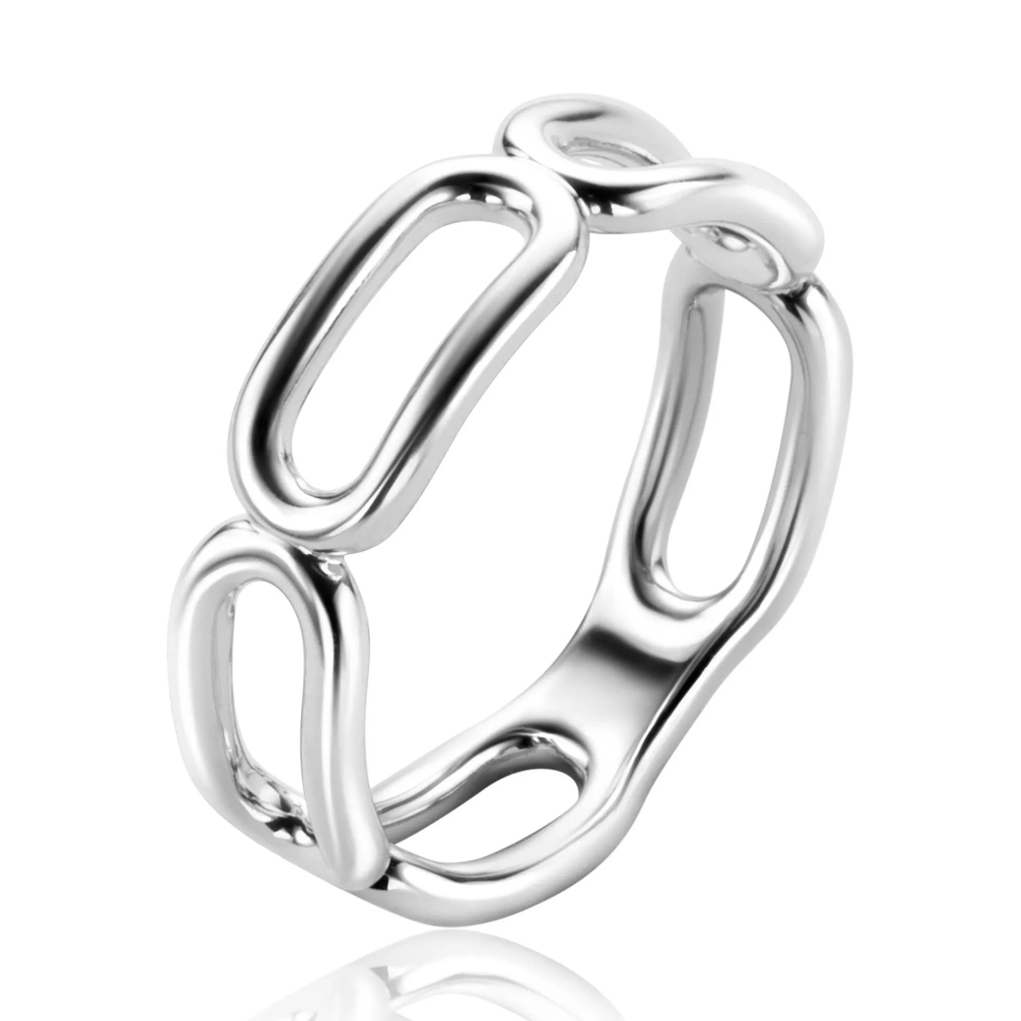 Hot Zinzi zilveren brede ring met grote ovale schakels 6mm breed ZIR2567