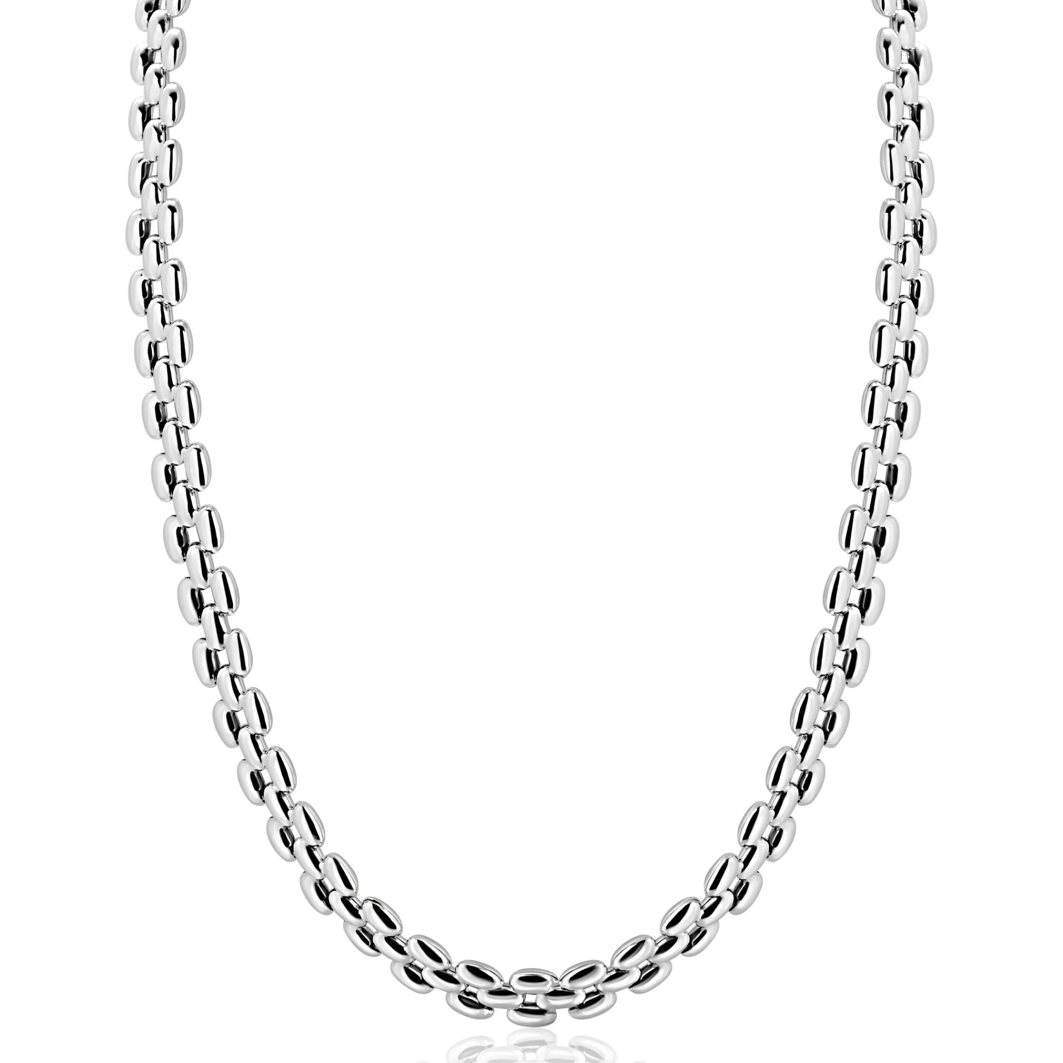 Best Zinzi zilveren brede rolex-style schakel-collier 8mm breed 43cm ZIC2764