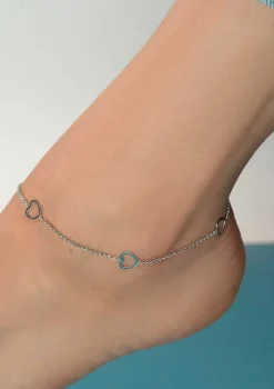 Outlet Zinzi zilveren enkelband hartjes 23+4cm ZIE1188