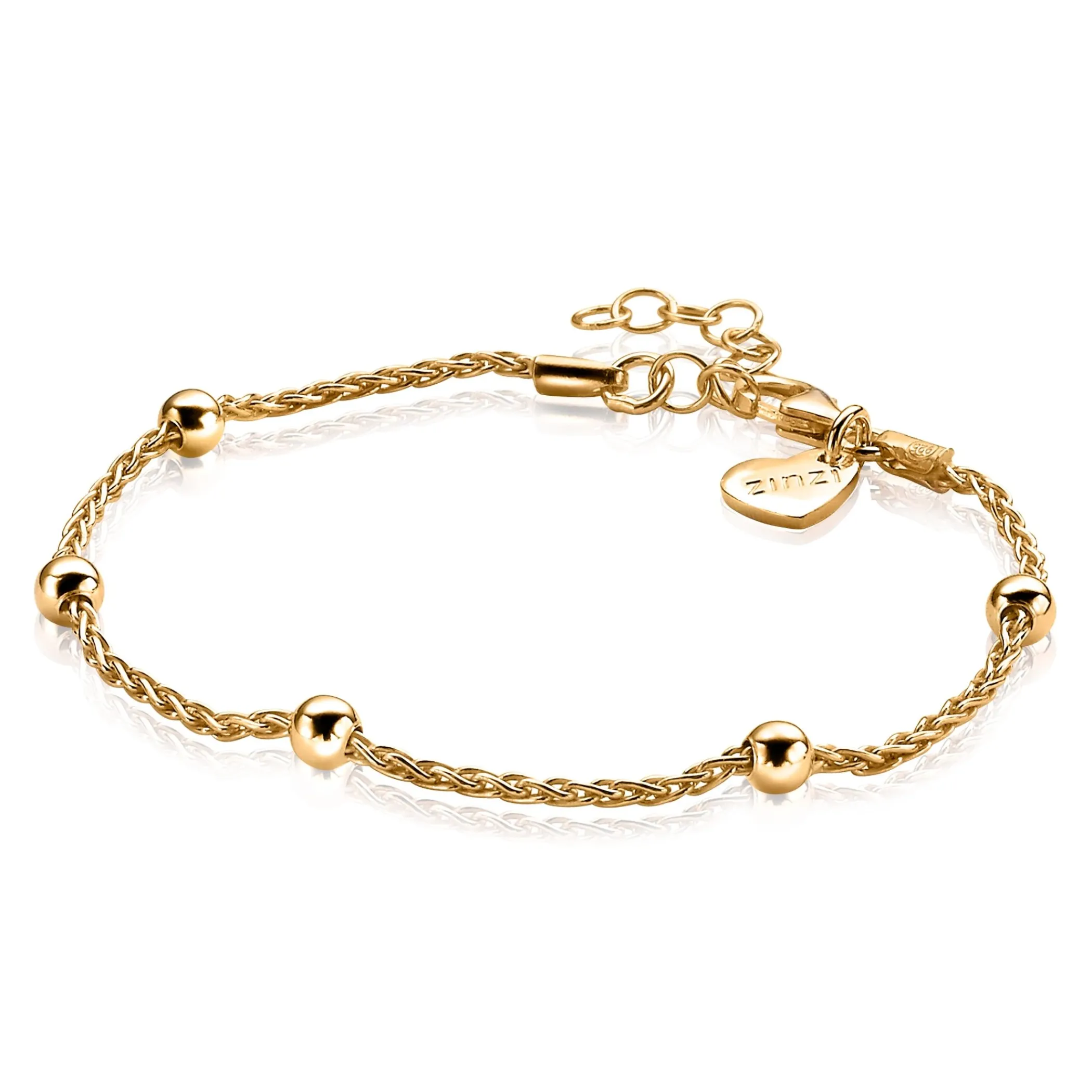 Online Zinzi zilveren fantasie armband geel verguld 17,5-20,5cm ZIA1128G