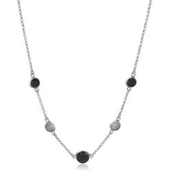 Clearance Zinzi zilveren fantasie collier met zwarte grijze kleurstenen 45cm ZIC1937