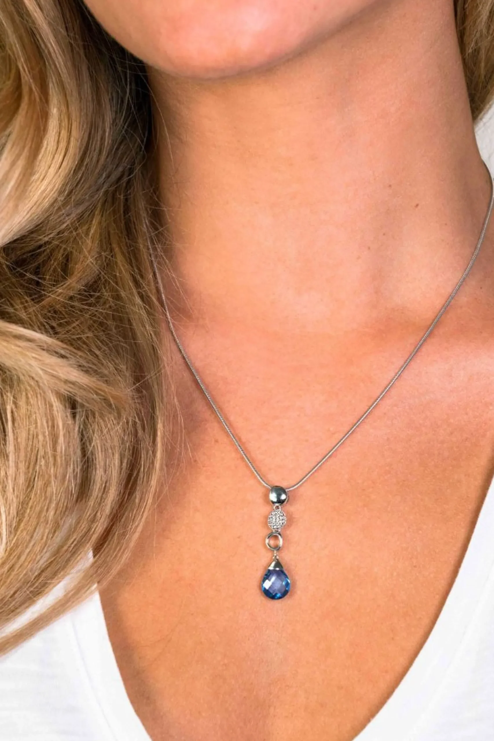 Sale Zinzi zilveren fantasie hanger druppel blauw wit ZIH1467 (zonder collier)