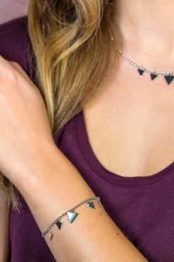 Zinzi zilveren fantasie ketting met 5 bungelende driehoekvormen 45cm ZIC1555