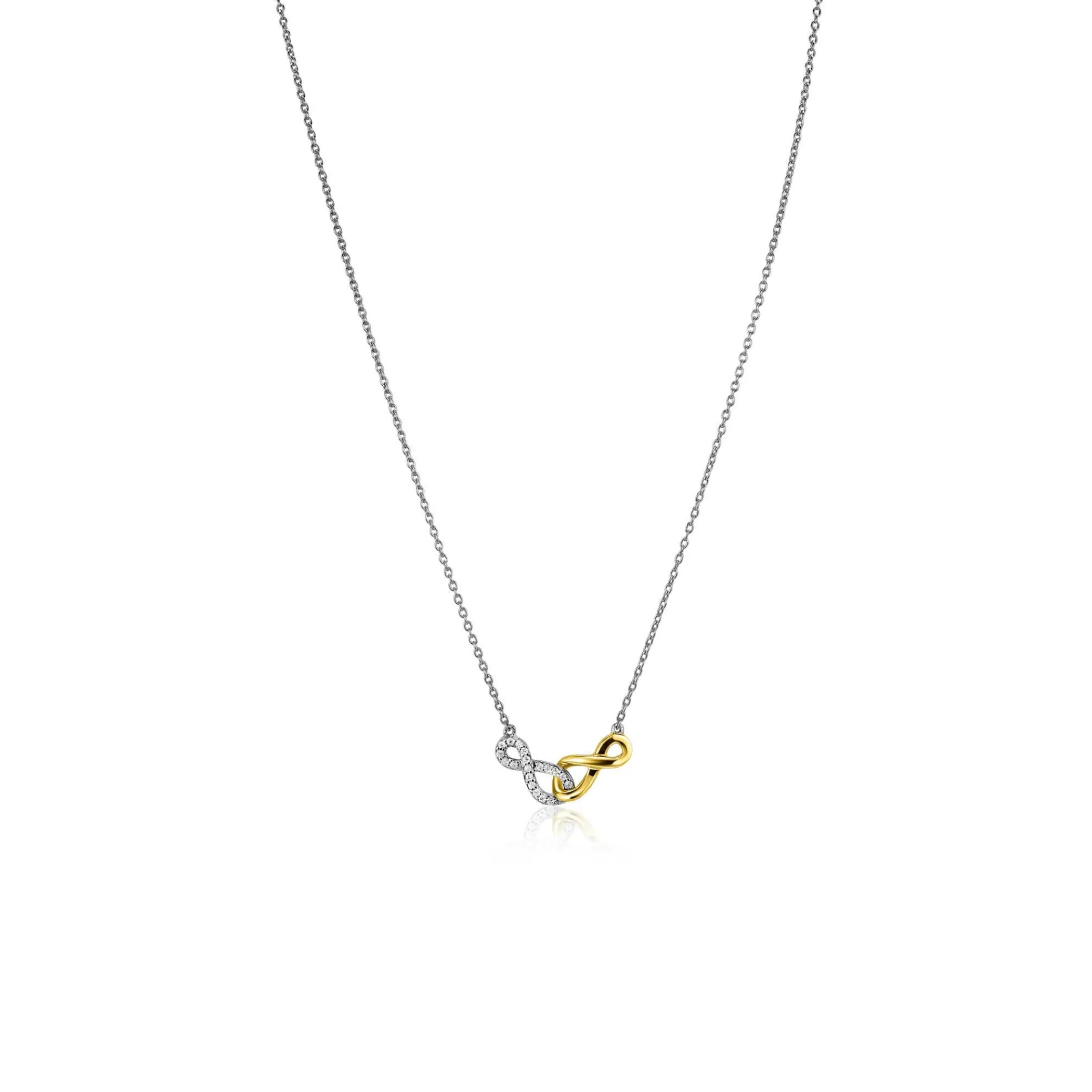 New Zinzi zilveren fantasie ketting met aan elkaar verbonden Infinity tekens 42-45cm ZIC2649