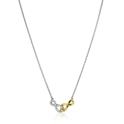 New Zinzi zilveren fantasie ketting met aan elkaar verbonden Infinity tekens 42-45cm ZIC2649