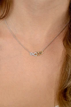 New Zinzi zilveren fantasie ketting met aan elkaar verbonden Infinity tekens 42-45cm ZIC2649