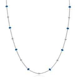 Online Zinzi zilveren fantasie ketting met 13 blauwe donuts en glanzende bolletjes 42-45cm ZIC2511