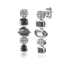 Outlet Zinzi zilveren fantasie oorsieraden 25mm met witte zirconia's en grijs zwarte kleurstenen ZIO1944