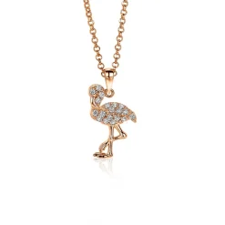 Hot Zinzi zilveren flamingo hanger in 14K rosé verguld wit 18mm ZIH2086 (zonder collier)