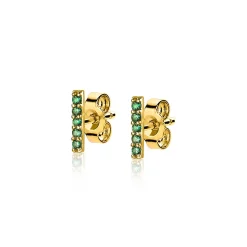 Best Zinzi zilveren geelvergulde oorknoppen staafje groen 8mm ZIO1689GG