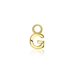 Outlet Zinzi zilveren geelvergulde letter oorbedel G per stuk geprijsd ZICH2145G. (zonder oorringen).