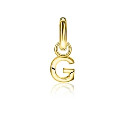 Outlet Zinzi zilveren geelvergulde letter oorbedel G per stuk geprijsd ZICH2145G. (zonder oorringen).