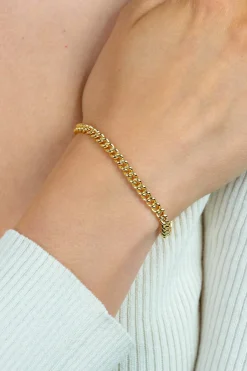 Best Zinzi zilveren geelvergulde gourmet armband 4,5mm breed 18,5cm ZIA1414G