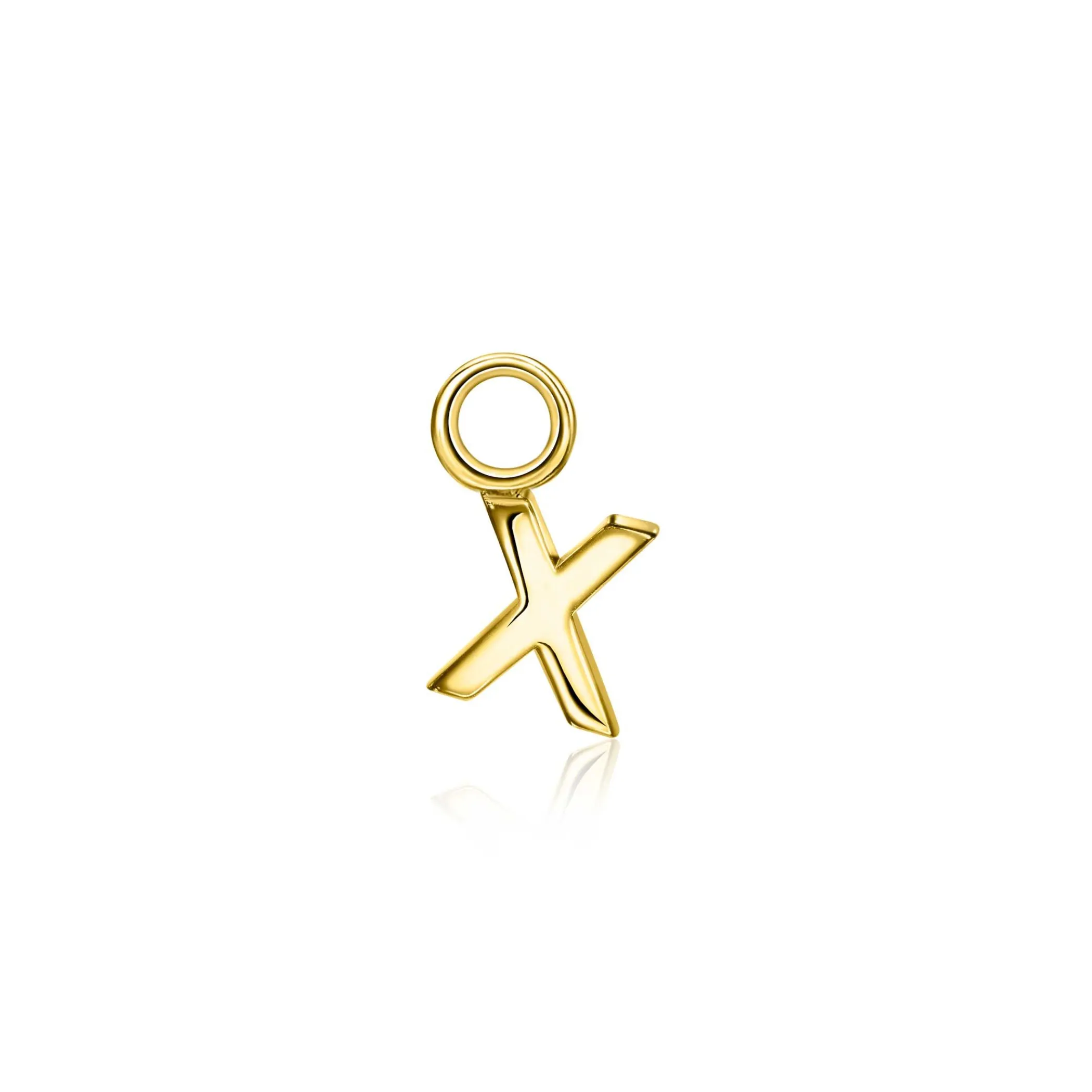 Best Zinzi zilveren geelvergulde letter oorbedel X per stuk geprijsd ZICH2145X. (zonder oorringen).