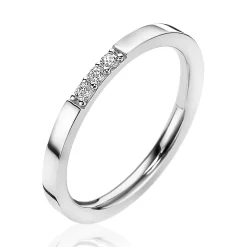 Discount Zinzi zilveren gladde aanschuifring bezet met drie witte zirconia's ZIR2130
