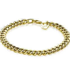 Discount Zinzi zilveren gourmet armband geel verguld 6,5mm breed 19cm ZIA1056G