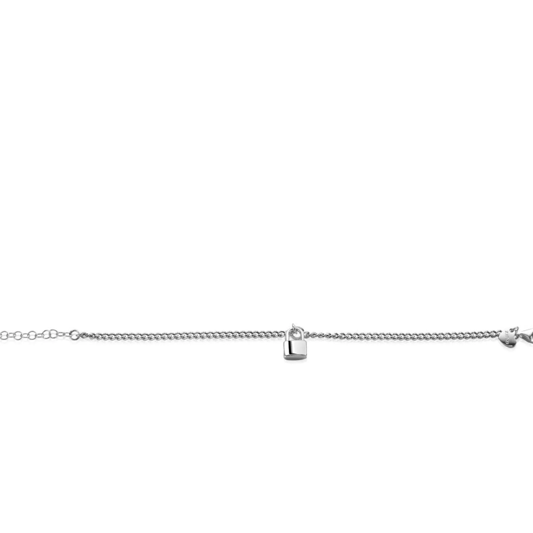 New Zinzi zilveren gourmet armband met trendy slotje als bedeltje 16,5-19,5cm ZIA2354