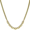 Best Zinzi zilveren gourmet collier 14K geel verguld grove ovale schakels witte zirconia 45cm ZIC2203Y