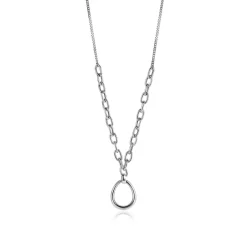 Best Zinzi zilveren gourmet collier met grotere ovale schakels en grote ovale hanger 40-45cm ZIC2481