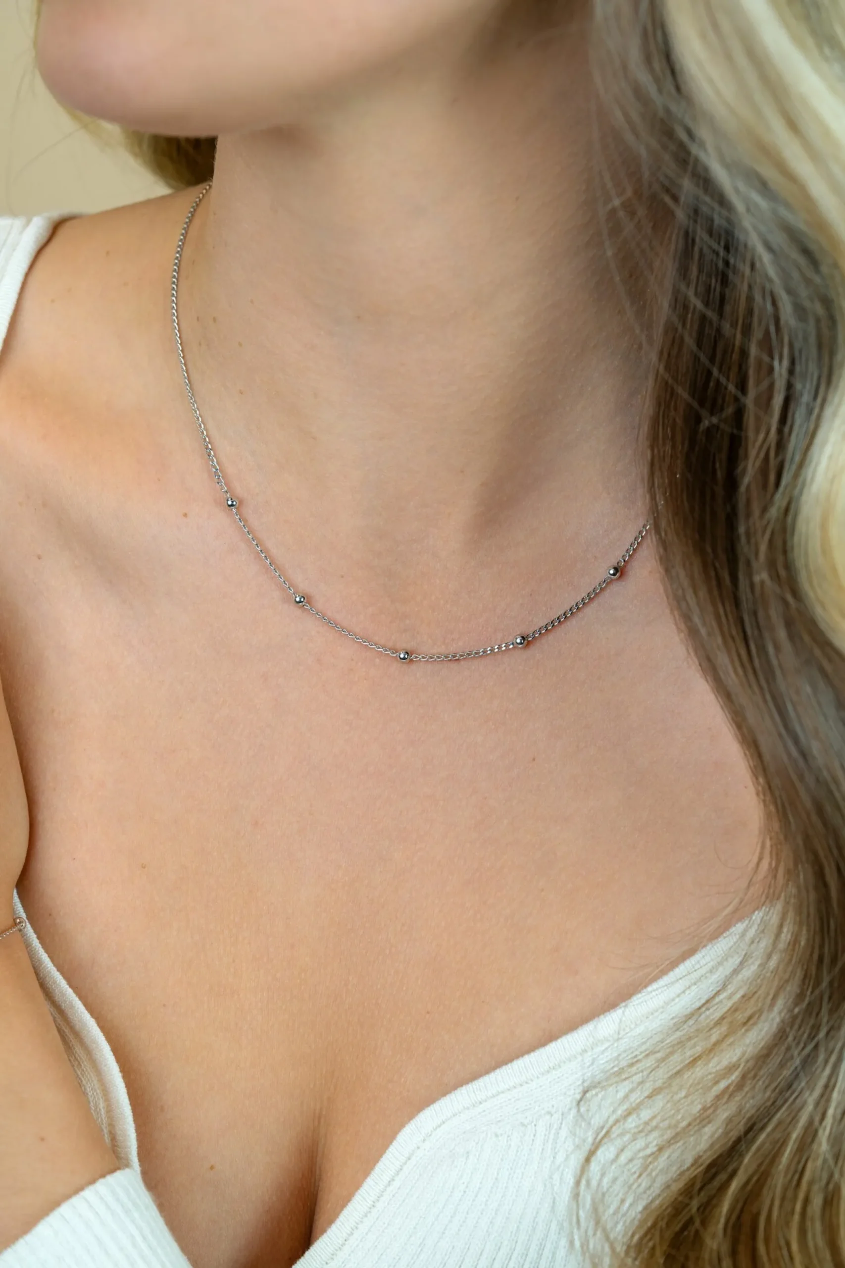Discount Zinzi zilveren gourmet ketting met vijf bolletjes 42–45cm ZIC2714