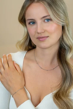 Discount Zinzi zilveren gourmet ketting met vijf bolletjes 42–45cm ZIC2714
