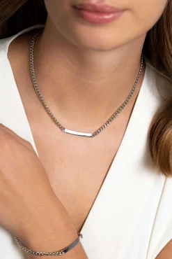 Outlet Zinzi zilveren gourmet ketting 4mm breed met plaat 18-21cm ZIC2271
