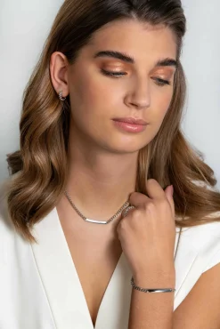Outlet Zinzi zilveren gourmet ketting 4mm breed met plaat 18-21cm ZIC2271