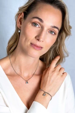 Sale Zinzi zilveren gourmet ketting 45cm met trendy slotje als bedel 40-45cm ZIC2354